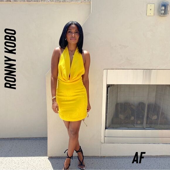 RONNY KOBO FOR FREE PEOPLE MARISSA MINI DRESS IN LEMON NWT MEDIUM - Picture 1 of 15